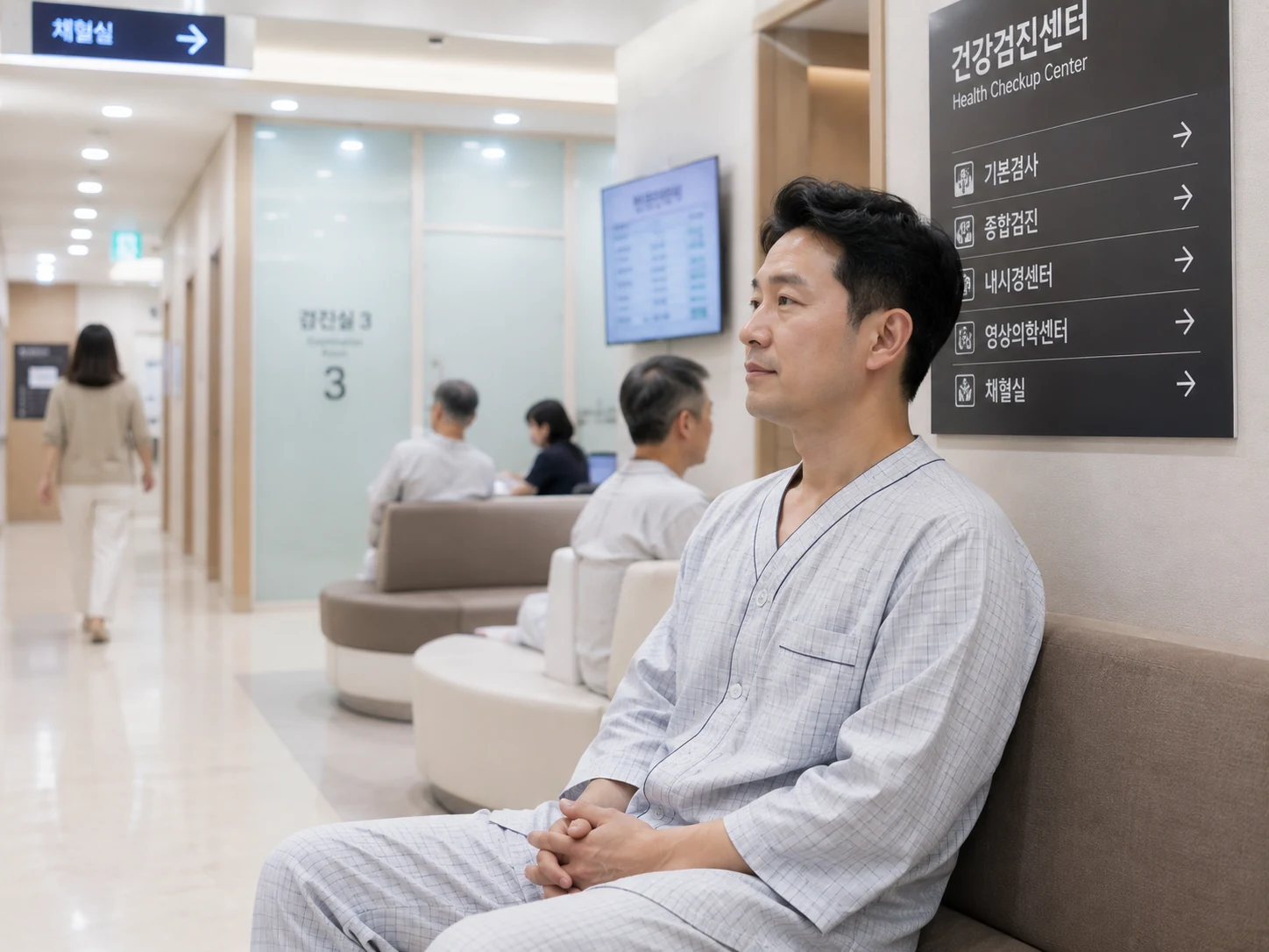 암보험 갱신형과 비갱신형의 보험료와 계약조건을 확인하는 건강검진 장면