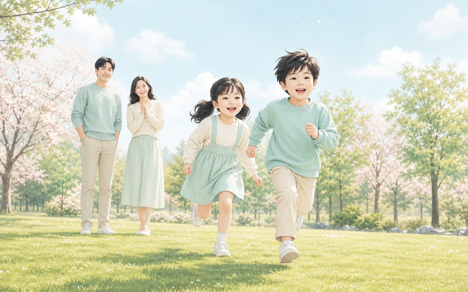 아이가 야외에서 활동하는 일상적인 모습